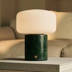 Renoir Green / Verde Alpi – Marble Rechargeable Table Lamp – Cordless, USB Rechargeable & Up to 100 Hours of Illumination