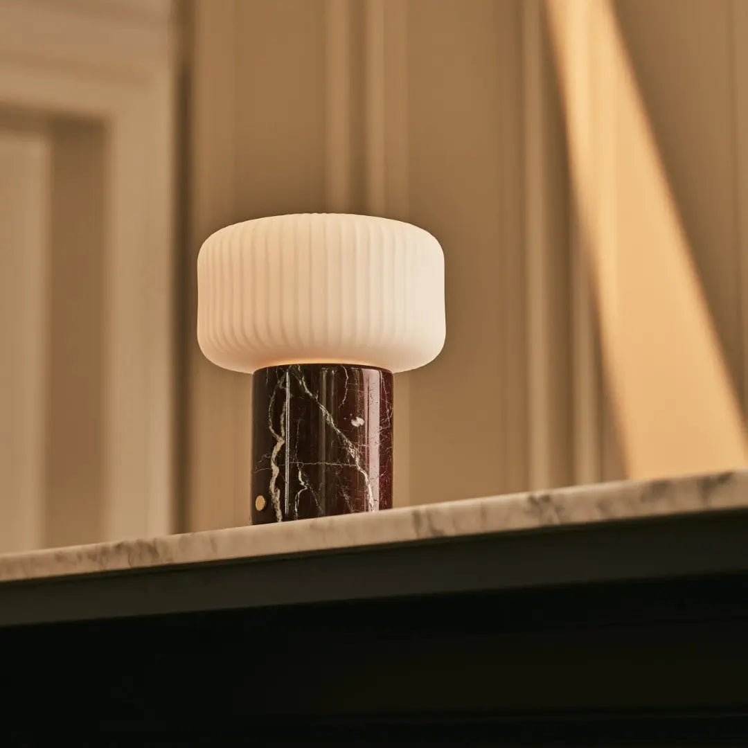 Renoir Red / Rosso Levanto – Marble Rechargeable Table Lamp – Cordless, USB Rechargeable & Up to 100 Hours of Illumination