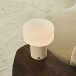 Renoir Beige / Travertino Classico – Travertine Rechargeable Table Lamp – Cordless, USB Rechargeable & Up to 100 Hours of Illumination