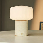 Renoir Beige / Travertino Classico – Travertine Rechargeable Table Lamp – Cordless, USB Rechargeable & Up to 100 Hours of Illumination