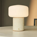 Renoir Beige / Travertino Classico – Travertine Rechargeable Table Lamp – Cordless, USB Rechargeable & Up to 100 Hours of Illumination