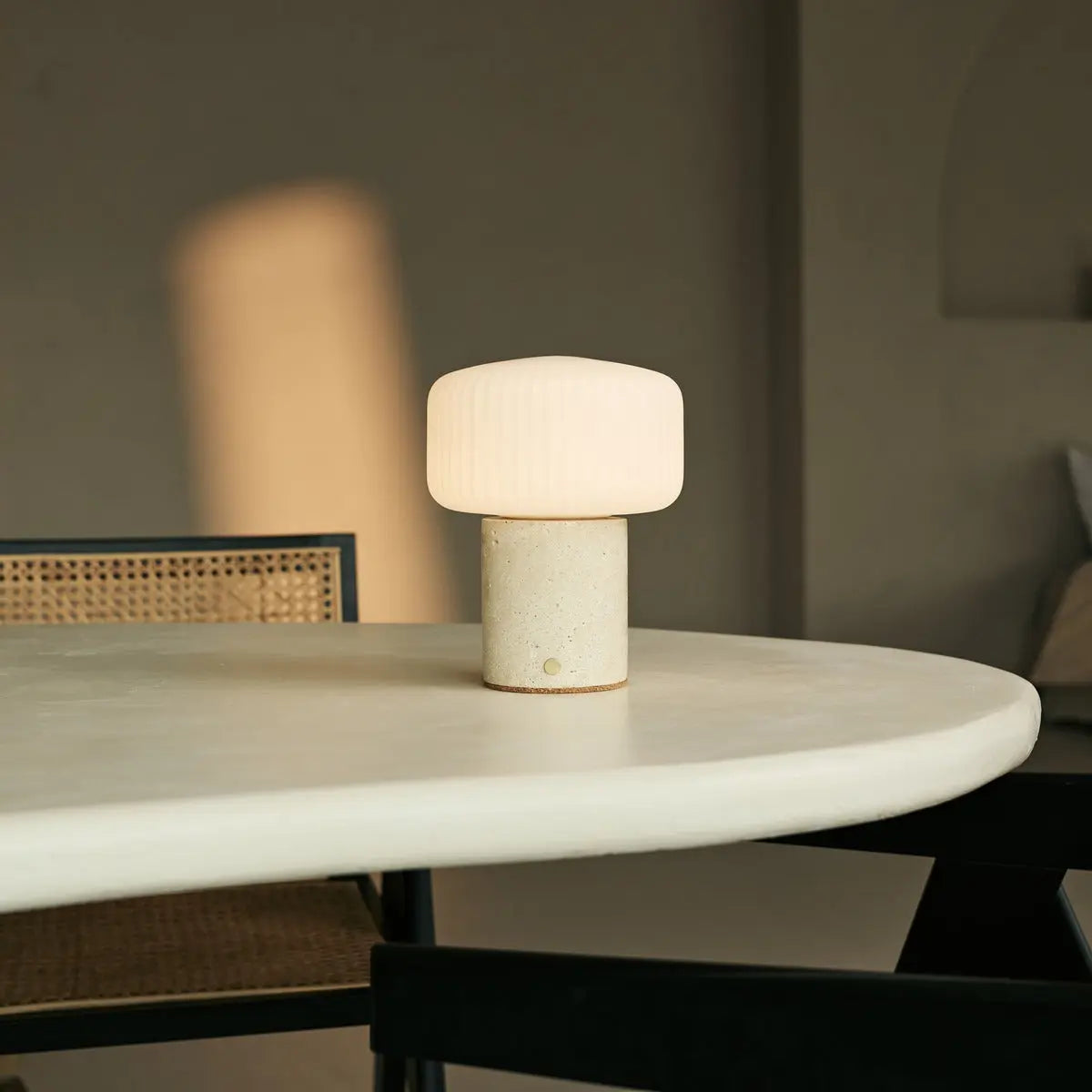 Renoir Beige / Travertino Classico – Travertine Rechargeable Table Lamp – Cordless, USB Rechargeable & Up to 100 Hours of Illumination