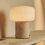 Renoir Beige / Travertino Classico – Travertine Rechargeable Table Lamp – Cordless, USB Rechargeable & Up to 100 Hours of Illumination