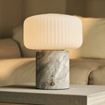 Renoir White / Bianco Statuarietto  – Marble Rechargeable Table Lamp – Cordless, USB Rechargeable & Up to 100 Hours of Illumination