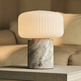Renoir White / Bianco Statuarietto  – Marble Rechargeable Table Lamp – Cordless, USB Rechargeable & Up to 100 Hours of Illumination