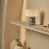 Renoir White / Bianco Statuarietto  – Marble Rechargeable Table Lamp – Cordless, USB Rechargeable & Up to 100 Hours of Illumination