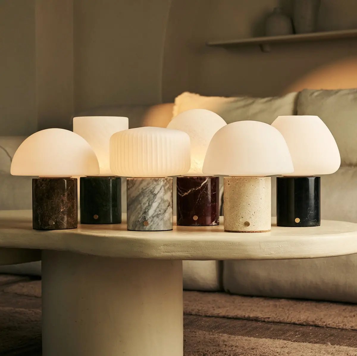 Ostade Beige / Travertino Classico – Unique Travertine Rechargeable Table Lamp with 3 Light Colors & Dimming Function Tavellio