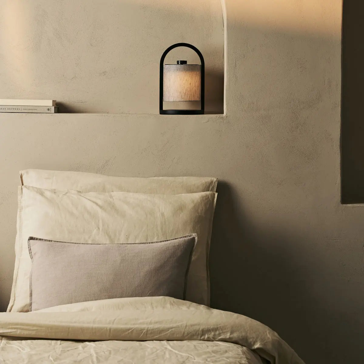 River Black & Grey Wooden Rechargeable Lamp – Dimmable & Cordless Light