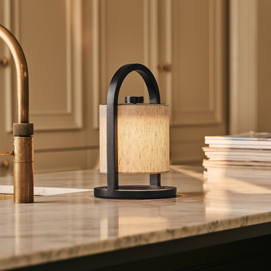 River Black & Grey Wooden Rechargeable Lamp – Dimmable & Cordless Light