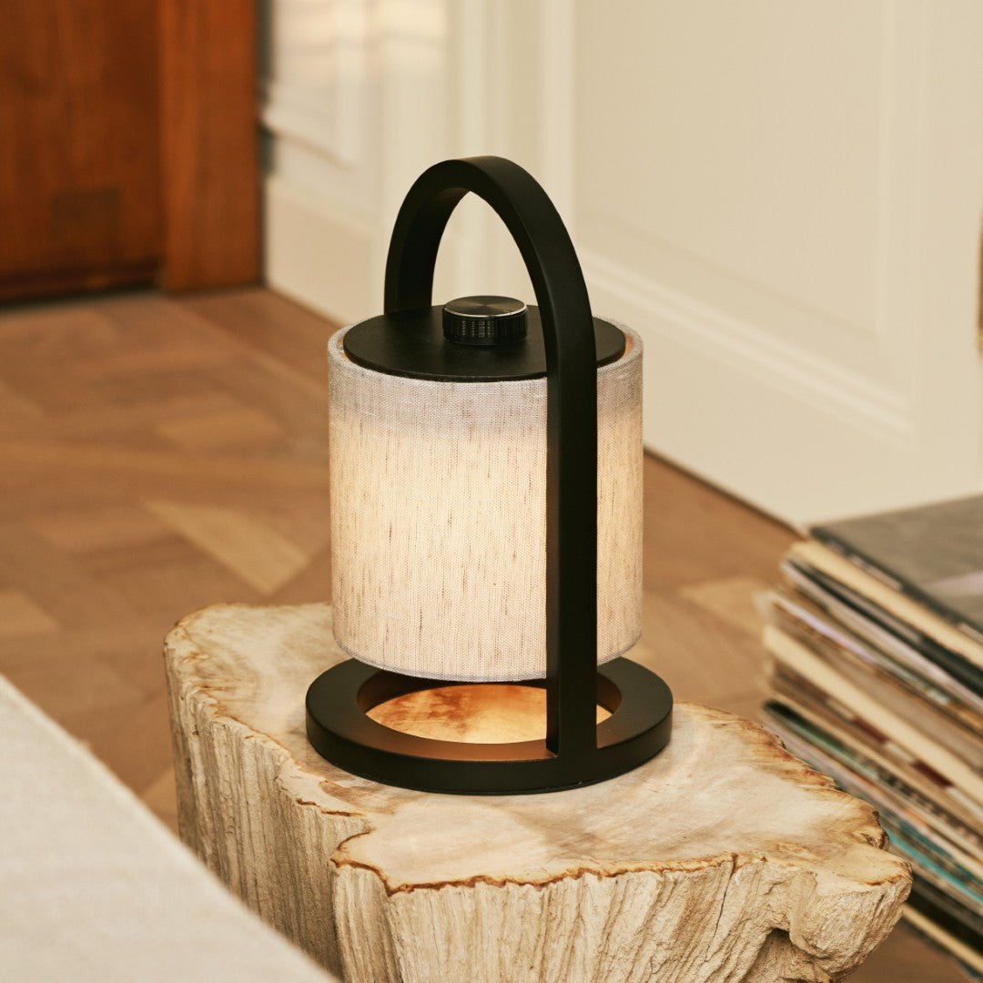 River Black & Grey Wooden Rechargeable Lamp – Dimmable & Cordless Light