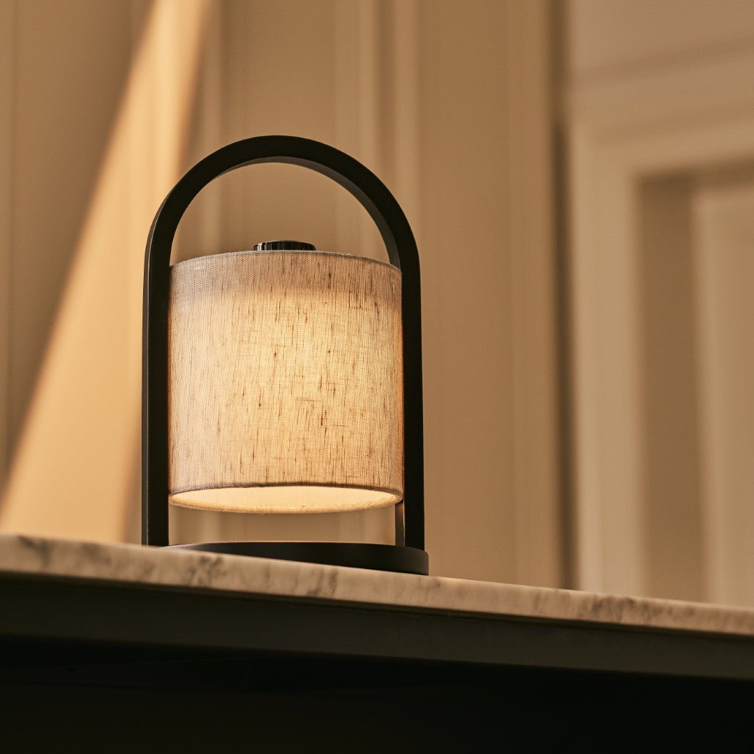 River Black & Grey Wooden Rechargeable Lamp – Dimmable & Cordless Light