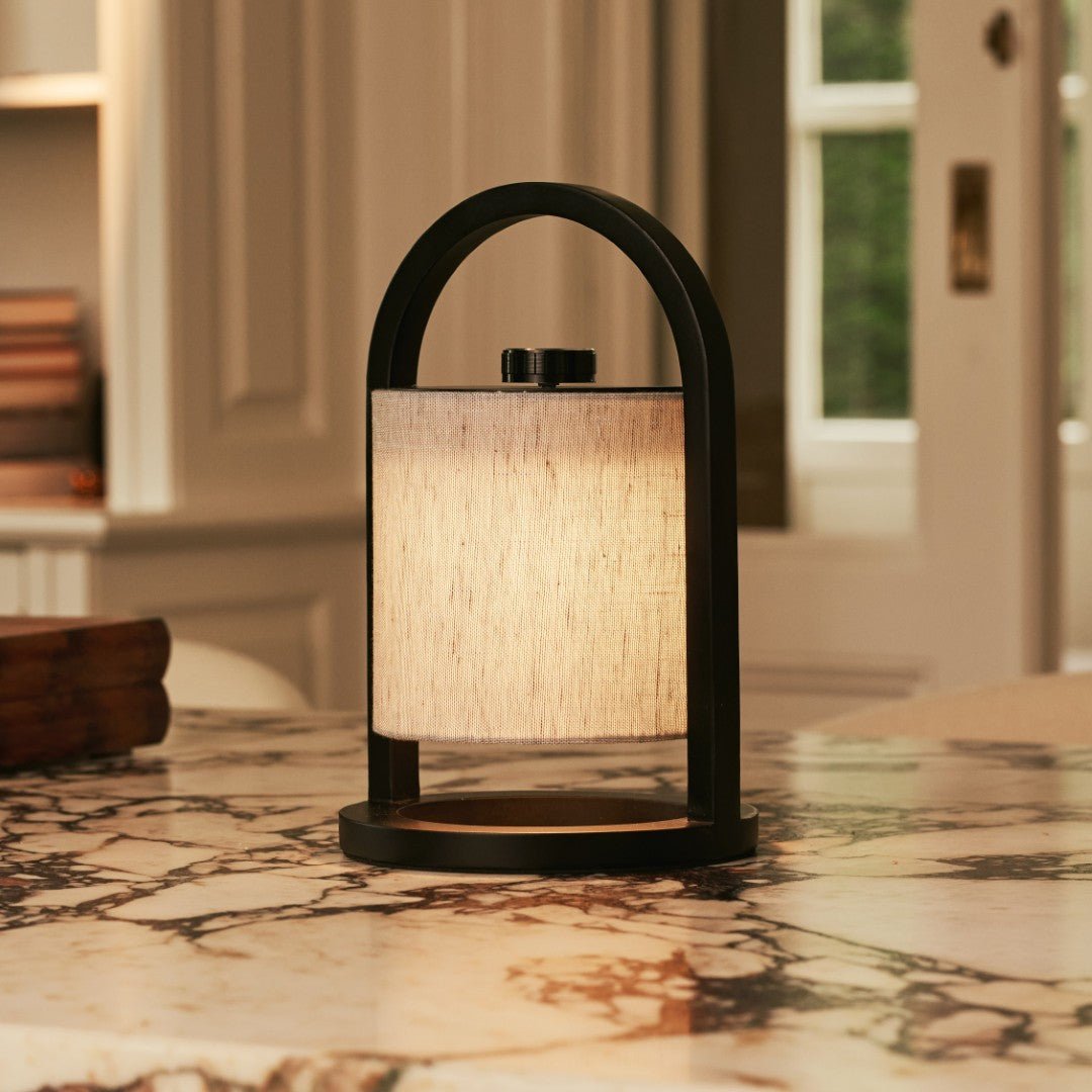 River Black Cordless Wooden Lamp – Rechargeable & Dimmable