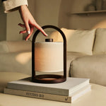 River Dark Brown Cordless Wooden Lamp – Rechargeable & Dimmable
