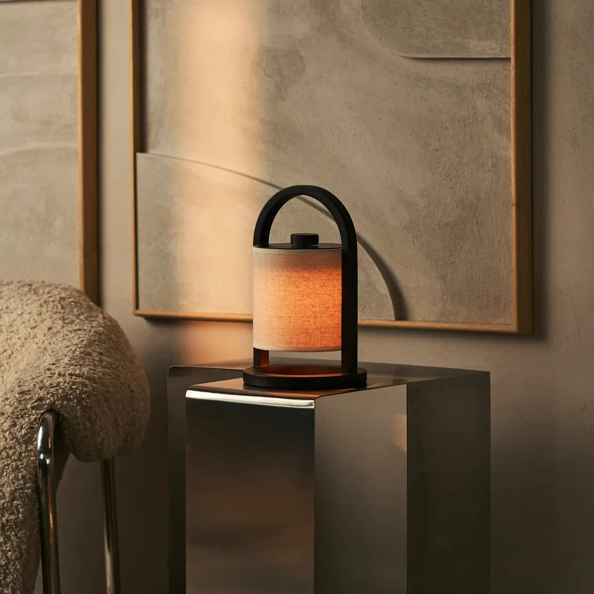 River Dark Brown Cordless Wooden Lamp – Rechargeable & Dimmable