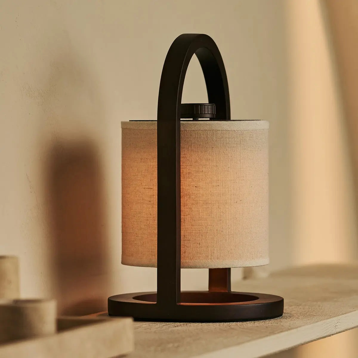 River Dark Brown Cordless Wooden Lamp – Rechargeable & Dimmable Tavellio