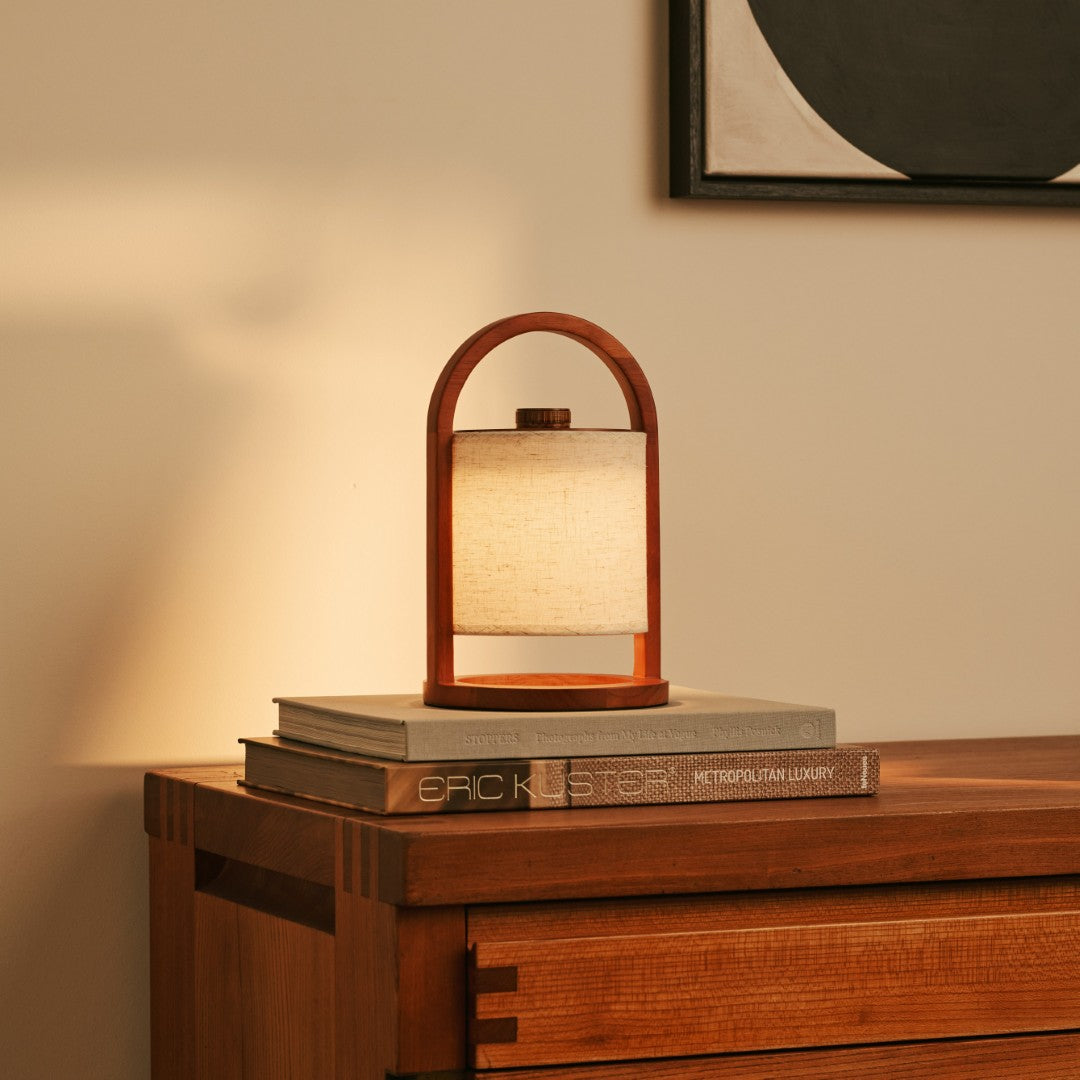 River Chestnut Wooden Rechargeable Lamp – Dimmable & Cordless Light