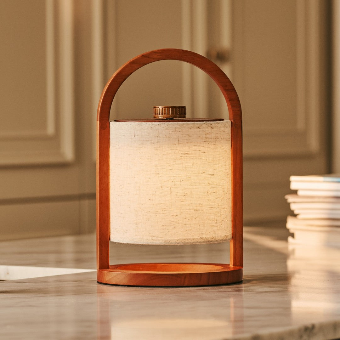 River Chestnut Wooden Rechargeable Lamp – Dimmable & Cordless Light