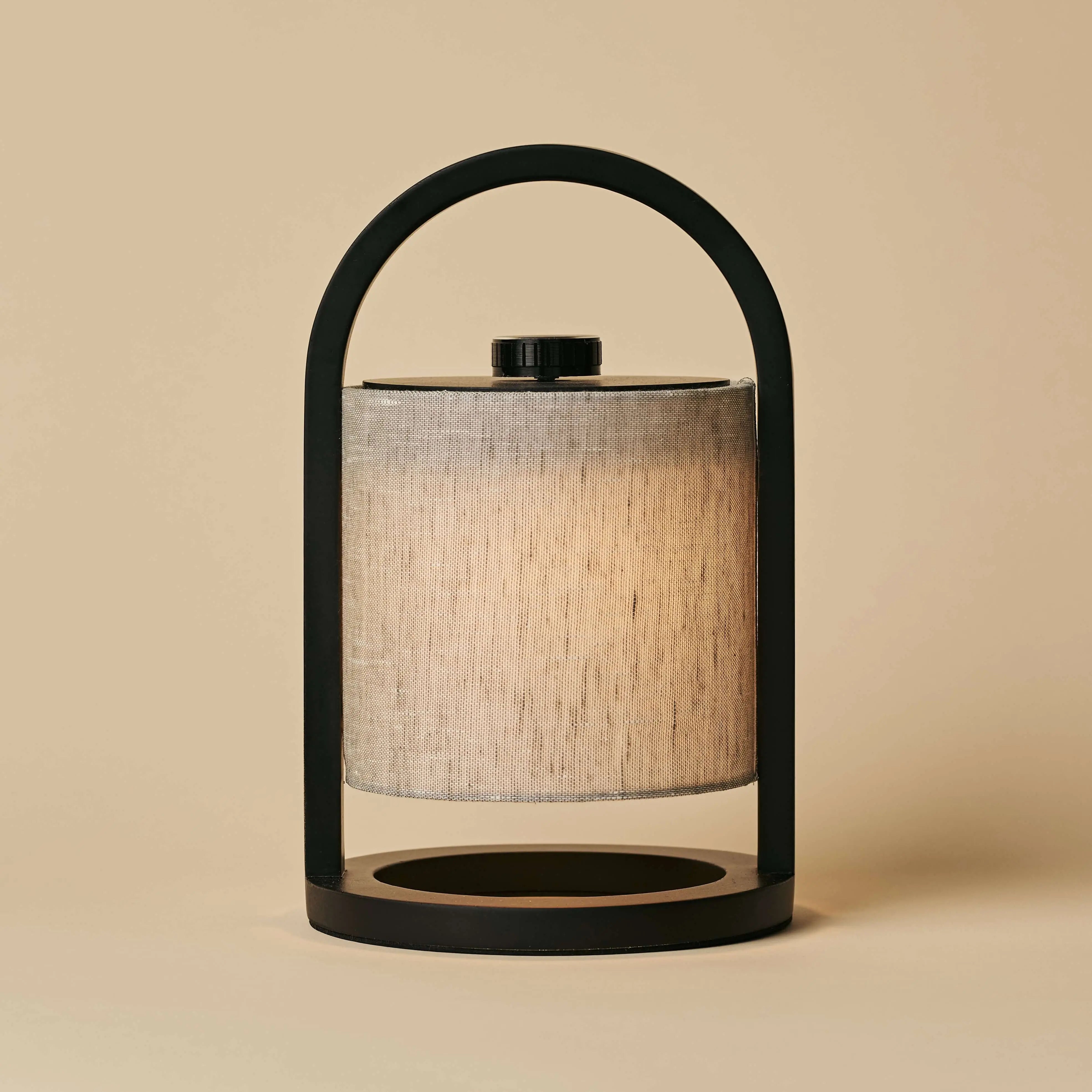 River Black & Grey Wooden Rechargeable Lamp – Dimmable & Cordless Light