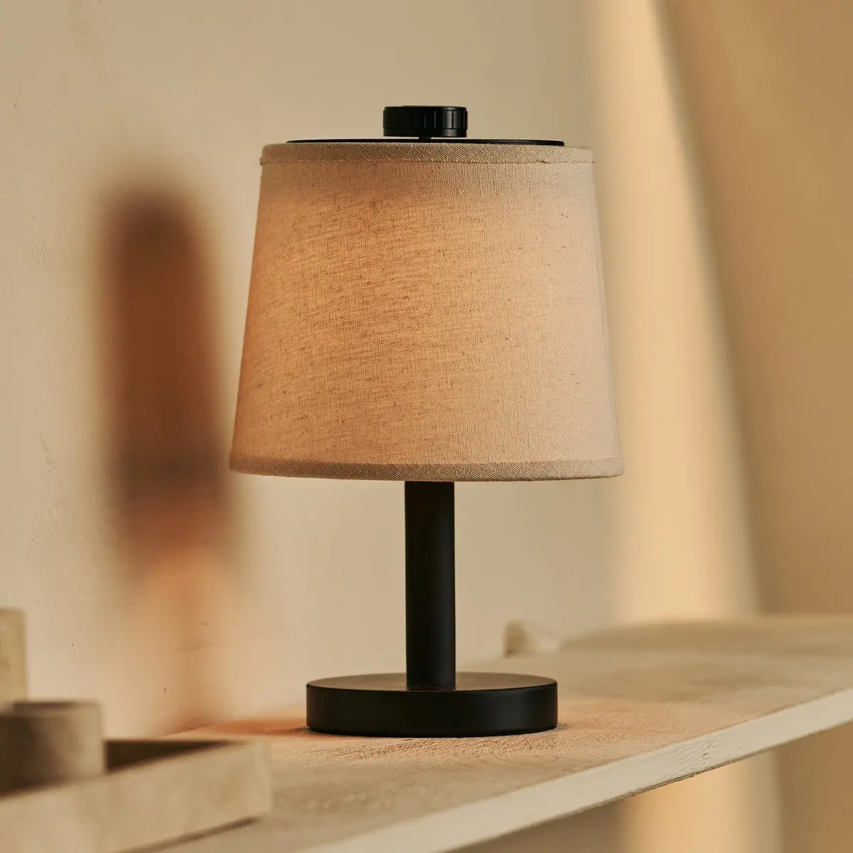 Rover Black Wooden Lamp – Rechargeable, Cordless & Dimmable Shade