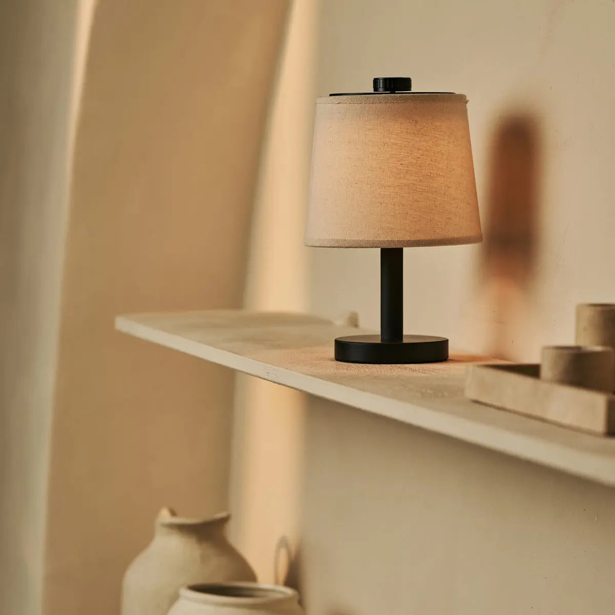 Rover Black Wooden Lamp – Rechargeable, Cordless & Dimmable Shade
