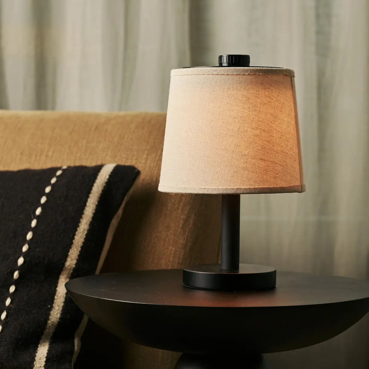 Rover Black Wooden Lamp – Rechargeable, Cordless & Dimmable Shade