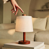 Rover Chestnut Brown Wooden Lamp – Rechargeable, Cordless & Dimmable Shade