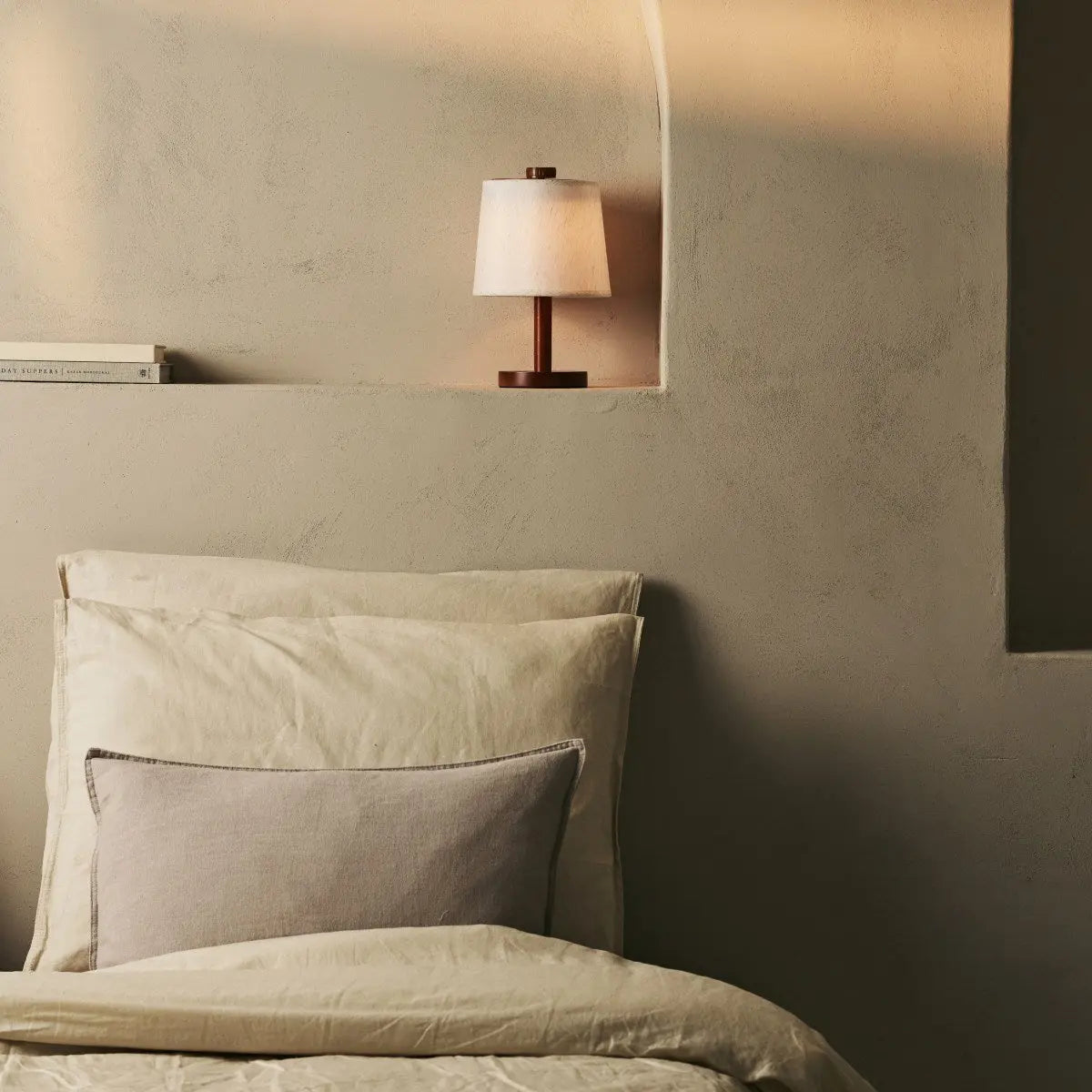 Rover Chestnut Brown Wooden Lamp – Rechargeable, Cordless & Dimmable Shade