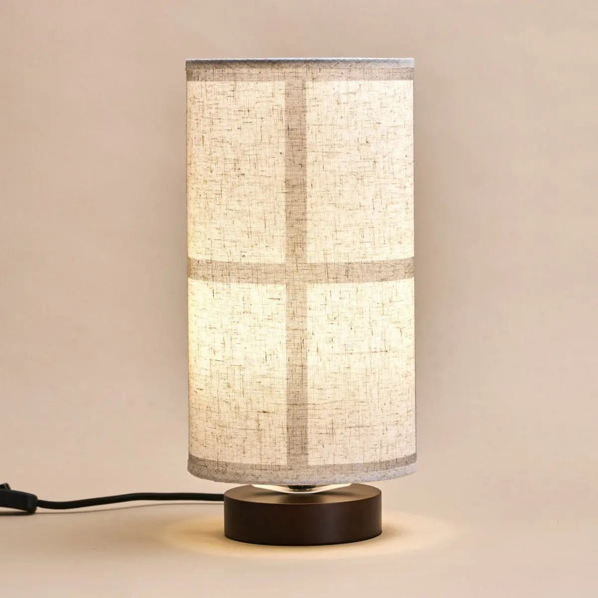 Sakura Dark Brown Table Lamp with Linen Shade | Handmade & Stylish Lighting Tavellio