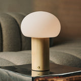 Sam Lichtbruin Houten Tafellamp met Glas & Oplaadbare Batterij | Dimbare & Veelzijdige Verlichting