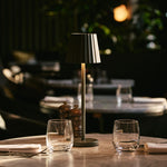 Maya Olive Green Ribbed Table Lamp Made of Iron – Dimmable Lamp & 3 Light Modes, Rechargeable via Wireless Charging Station