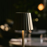 Maya Olive Green Ribbed Table Lamp Made of Iron – Dimmable Lamp & 3 Light Modes, Rechargeable via Wireless Charging Station