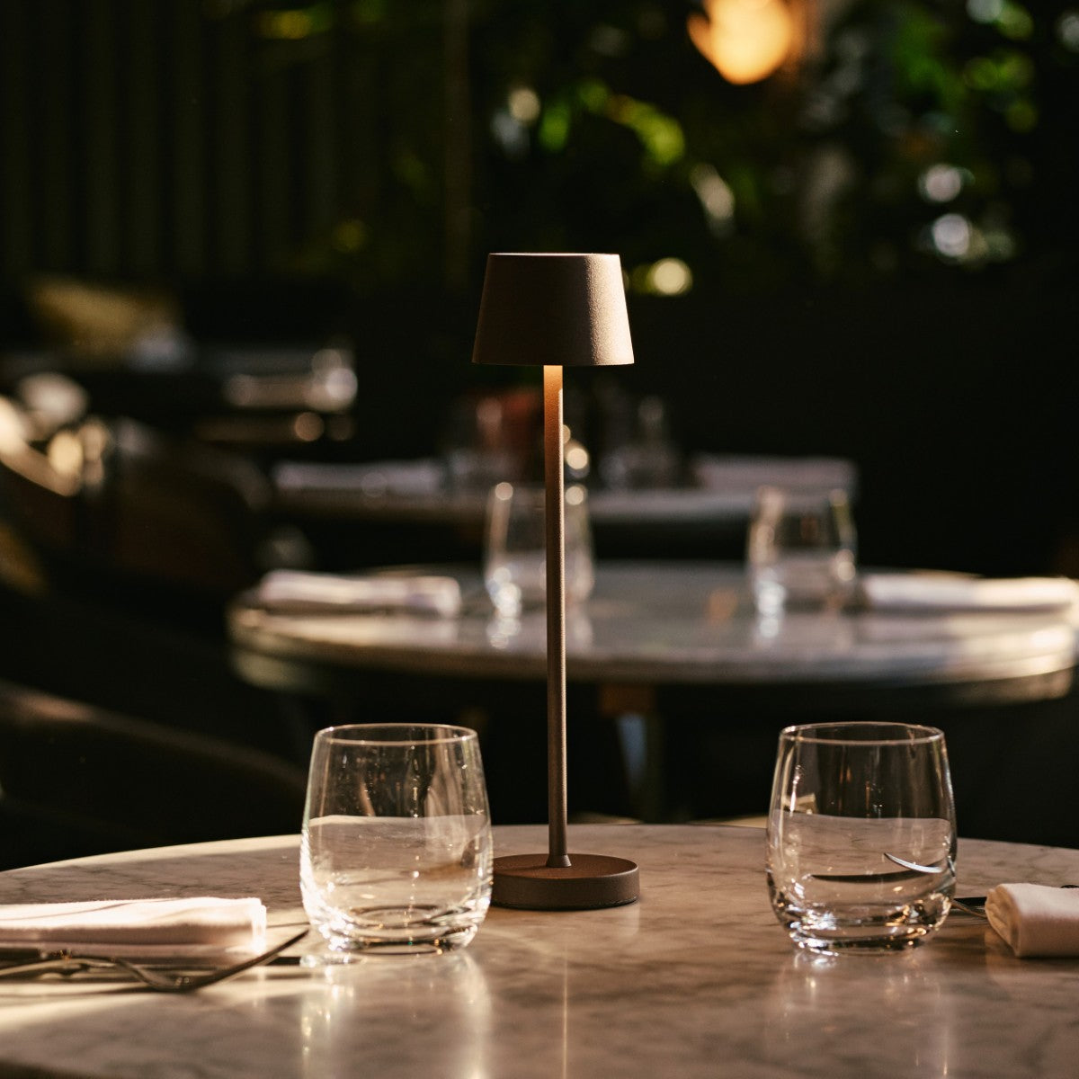 Vondel Mocha Brown Rechargeable and Cordless Lamp Perfect for Hospitality Industry – Wirelessly Rechargeable via Charging Station