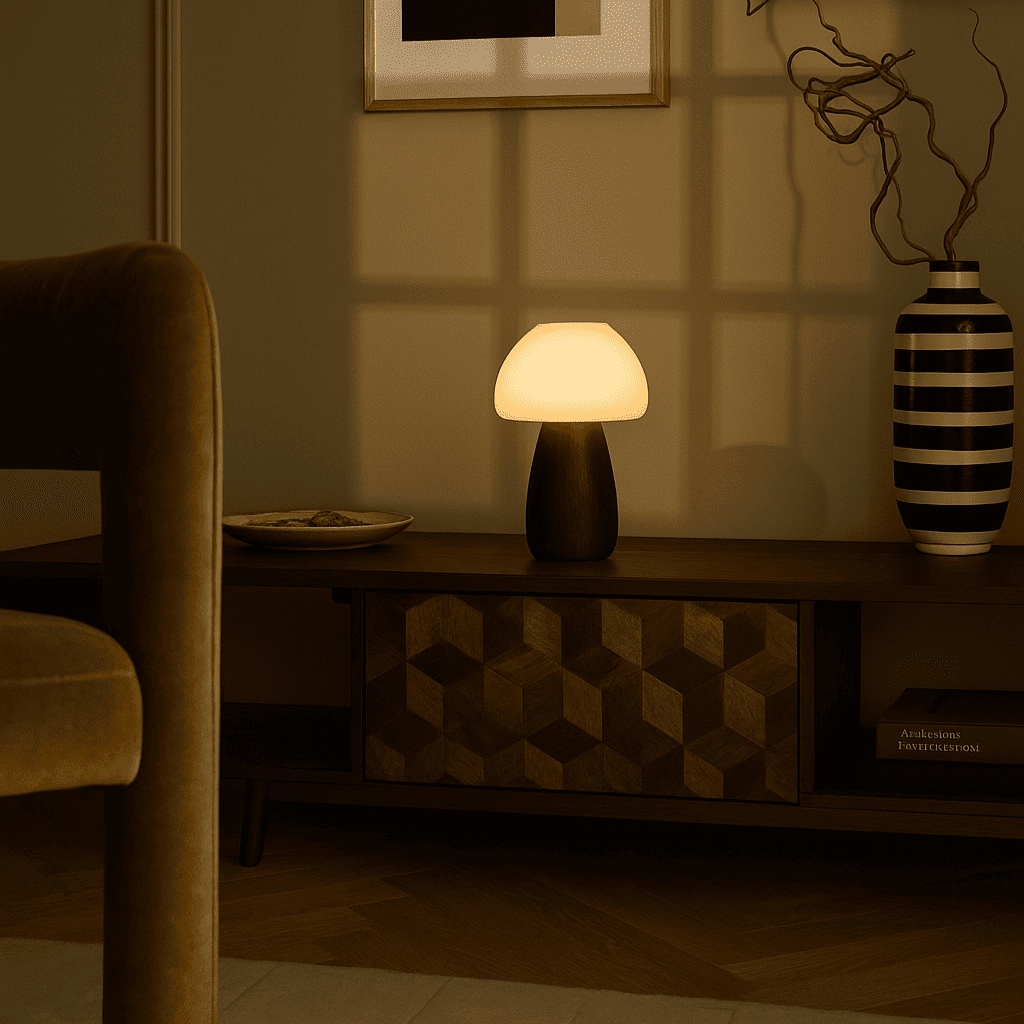 Bear Dark Brown Rechargeable Cordless Wooden Lamp. Easy to charge with the USB cable and battery up to 100 hours.