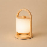 River Light Brown Wooden Rechargeable Lamp