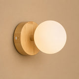Richella Hellbraun Holz & Glas-Wandleuchte 