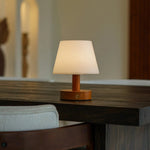 Teddy Chestnut Brown Wooden Rechargeable Table Lamp | Dimmable & Cordless with 3 Light Modes - Tavellio