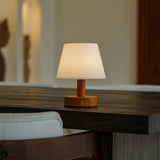 Teddy Chestnut Brown Wooden Rechargeable Table Lamp | Dimmable & Cordless with 3 Light Modes - Tavellio