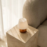 Teddy Chestnut Brown Wooden Rechargeable Table Lamp | Dimmable & Cordless with 3 Light Modes - Tavellio