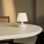 Teddy White Wooden Rechargeable Table Lamp – Dimmable, USB-C, 100-Hour Battery