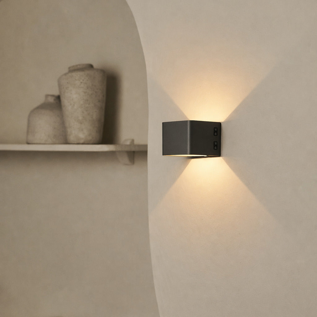Tess Stone Grey Rechargeable Wall Lamp | Motion sensor, 20 Light Modes Remote Control