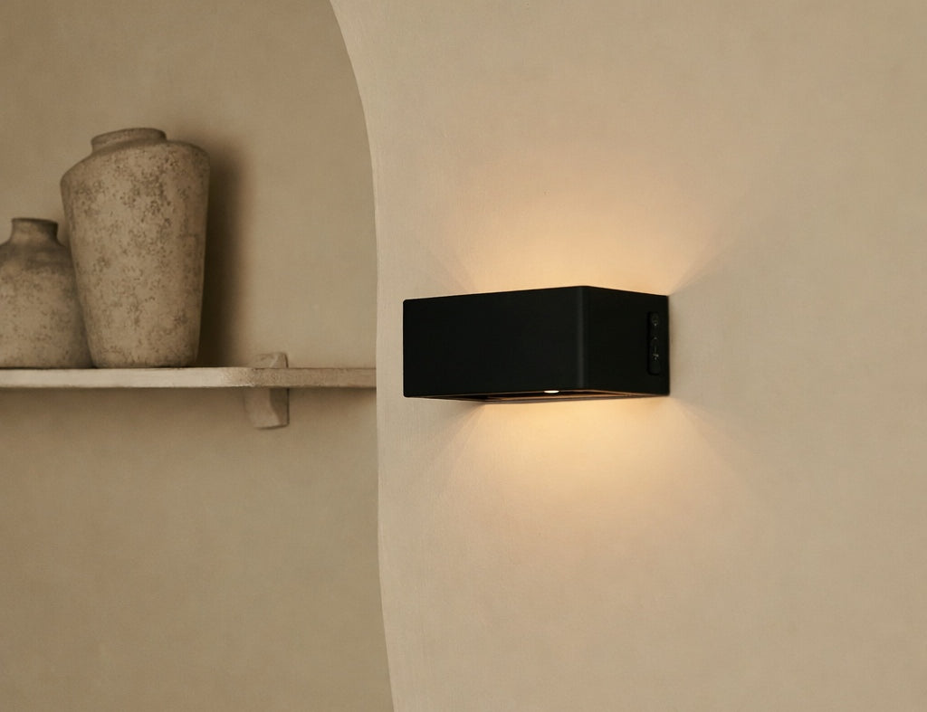 Tessa Black Rechargeable Wall Lamp | Motion sensor, 20 Light Modes & Remote Control