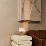 Tommy Light Brown Wooden Table Lamp with Glass - Rechargeable, Dimmable lamp, Cordless Lighting Tavellio