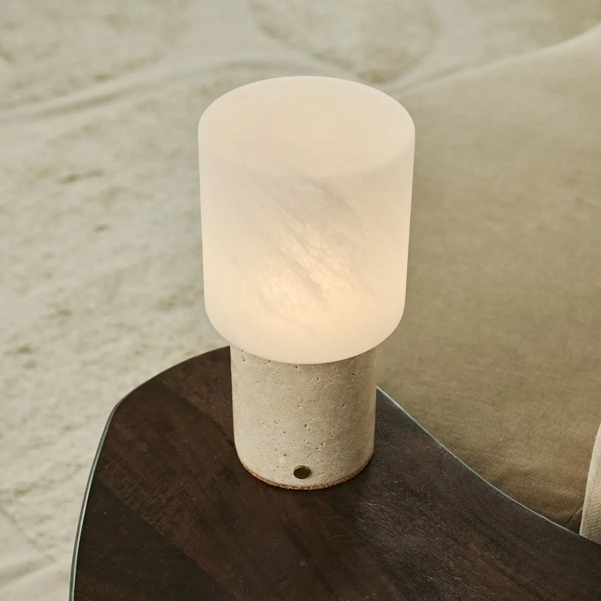 Cuyp Beige / Travertino Classico – Travertine Rechargeable Table Lamp – Cordless, USB Rechargeable & Up to 100 Hours Runtime