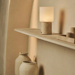 Cuyp Beige / Travertino Classico – Travertine Rechargeable Table Lamp – Cordless, USB Rechargeable & Up to 100 Hours Runtime