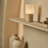 Cuyp Beige / Travertino Classico – Travertine Rechargeable Table Lamp – Cordless, USB Rechargeable & Up to 100 Hours Runtime