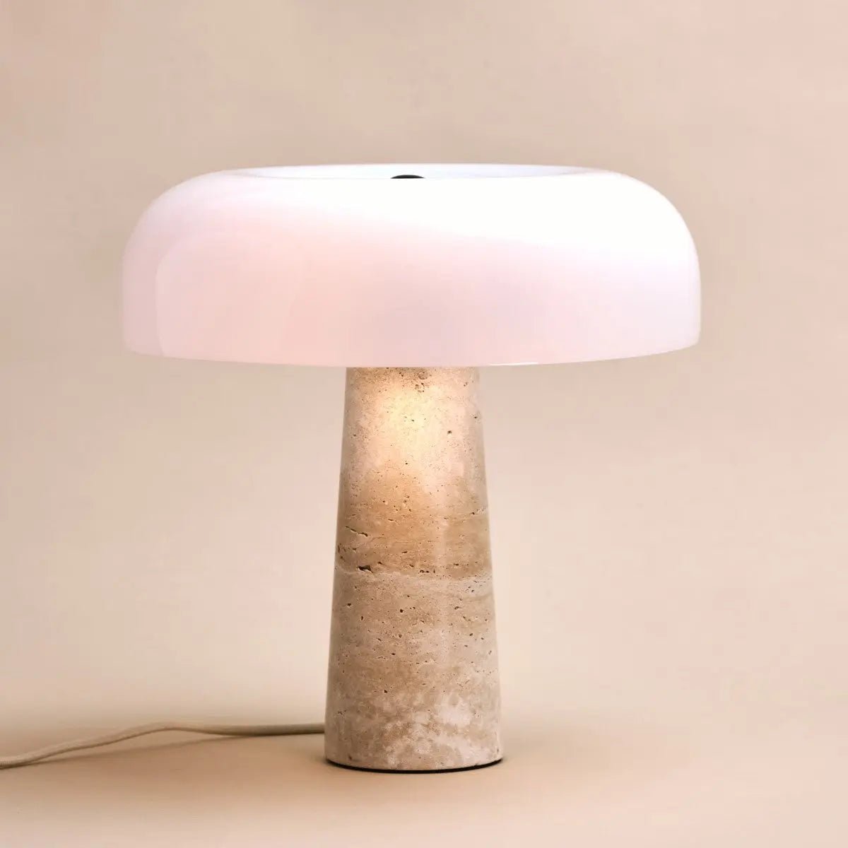 Emily Travertine Lamp – Elegant Handmade Design with Glass Shade Tavellio