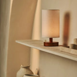 Ben Chestnut Brown Wooden Dark Brown Table Lamp – Rechargeable, Dimmable, USB-C Powered