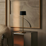 David Black & Gold Rechargeable Table Lamp 2 in 1 with Adjustable Height – Dimmable & Cordless with 120 Hours Battery