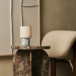 Dou White / Bianco Statuarietto – Marble Rechargeable Table Lamp – Cordless, 3 Light Modes & With Linen Interchangeable Lampshade