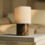 Onoda Brown / Emeperador Dark – Marble Rechargeable Table Lamp – With Linen Interchangeable Lampshade & Rechargeable Design